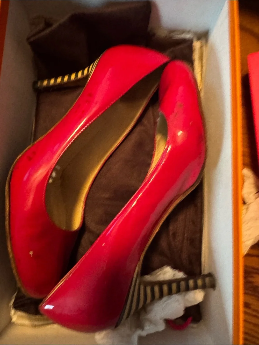 kate spade Hot Pink Patent Striped Heel Pumps